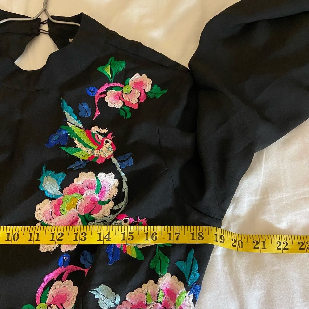 NWT ASOS Black Dress with Floral Bird Embroidery size 10 - Picture 8 of 11